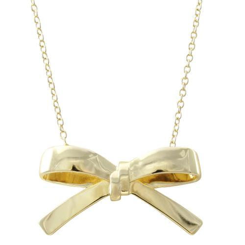 Large 3D Bow Necklace In Yellow Gold