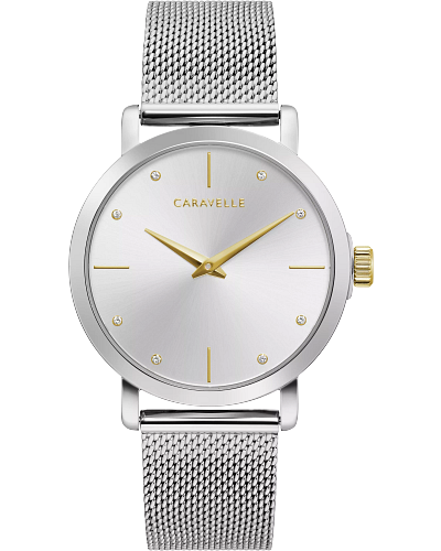 Caravelle Min Max Stainless Steel Mesh Band Watch