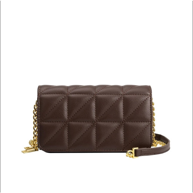 Brianna Quilted Crossbody Bag in Chocolate