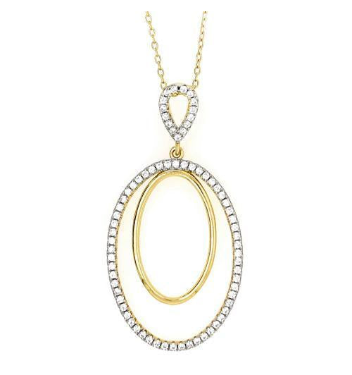 Charming Oval CZ Pendant In Yellow Gold