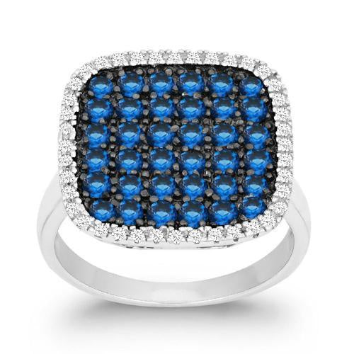 Blue Square Cz Statement Ring