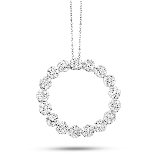 1" Open Flower CZ Pendant In White Gold