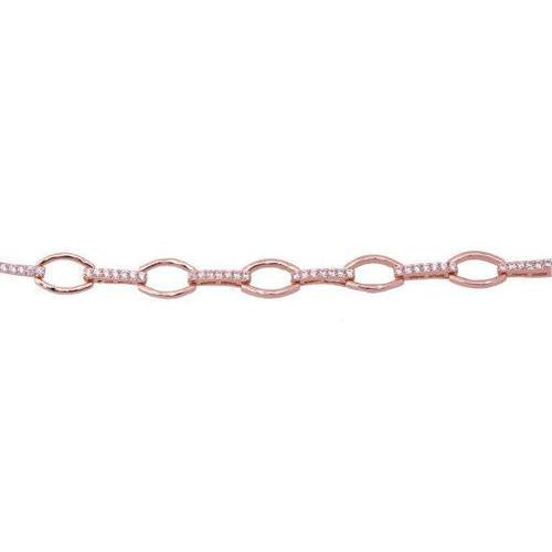 Rose Gold Small Oval & Cz Line Bracelet