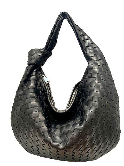 Black Weave Large Handbag