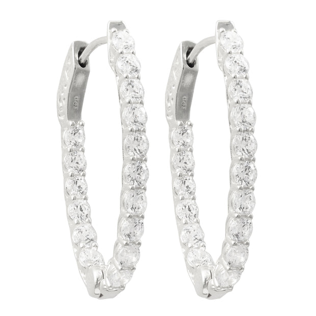 33MM  Oval Hoop Earring In White Gold