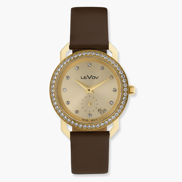 Levov - Emma Brown Genuine Leather Watch