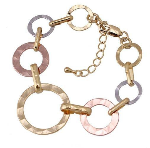 Tri-Colored Hammered Circles Bracelet