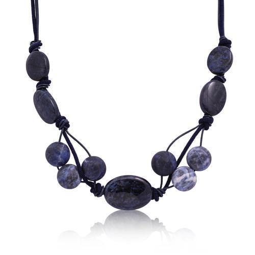 Deborah Grivas Designs Blue Knotted Rope Necklace