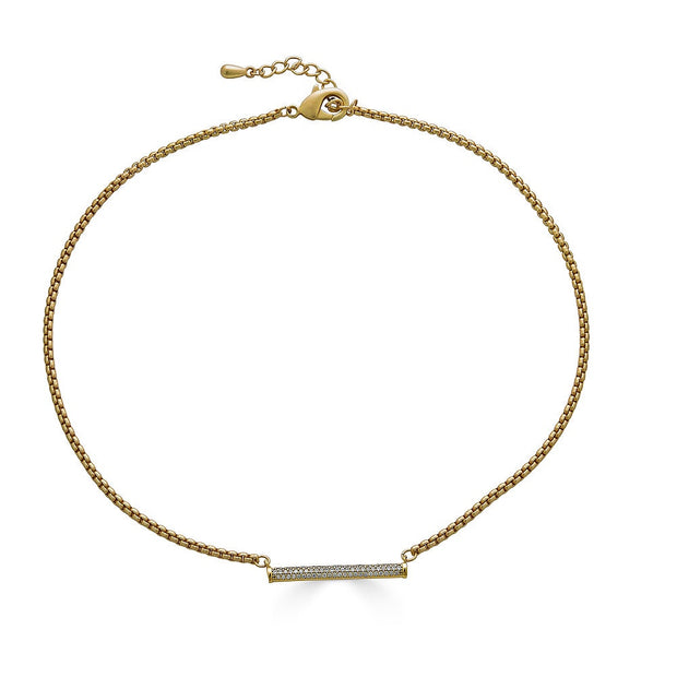 LONI PAUL Gold Pave Bar Necklace