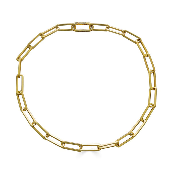 LONI PAUL Matte Gold Chunky Rectangle Paperclip Necklace