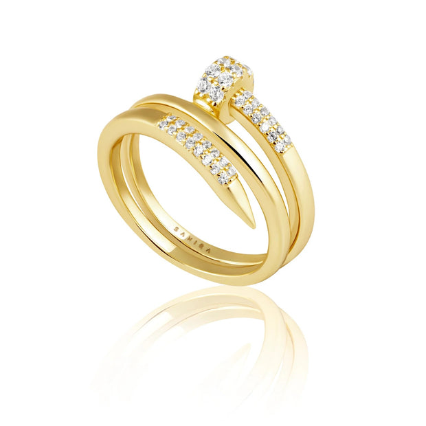 SAHIRA Axel Nail Ring in Yellow Gold