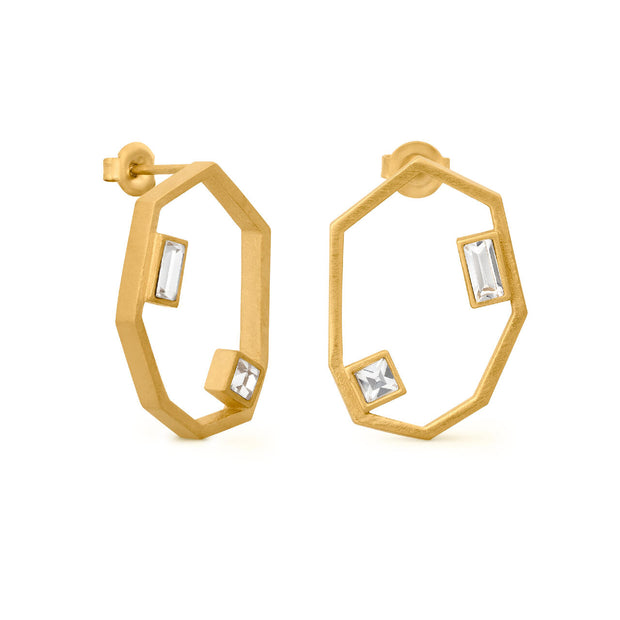 Geoda Medium Studs in Yellow Gold