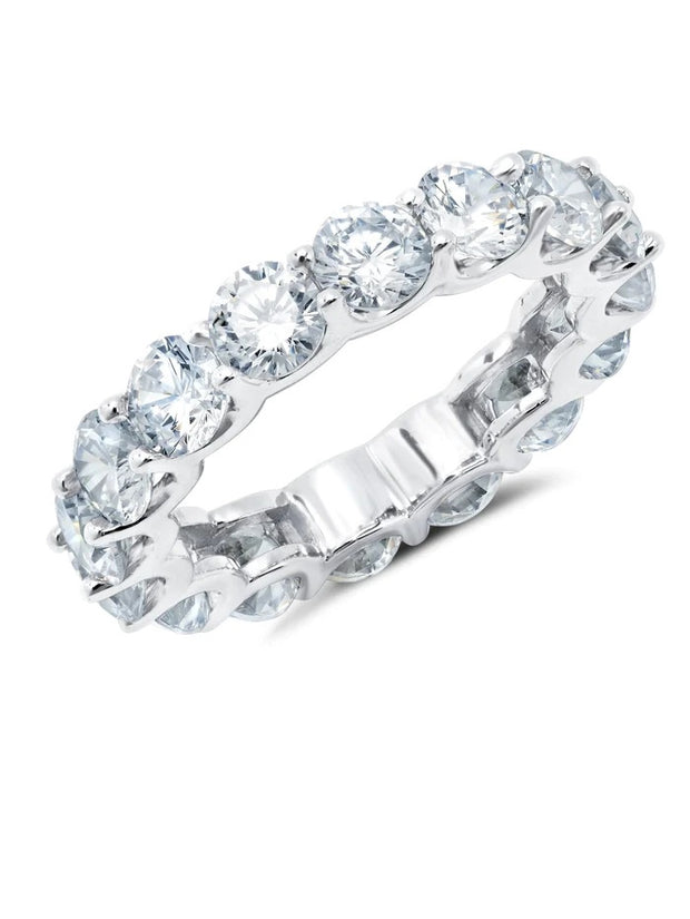 CRISLU Large Round Cut CZ Eternity Band in White Gold