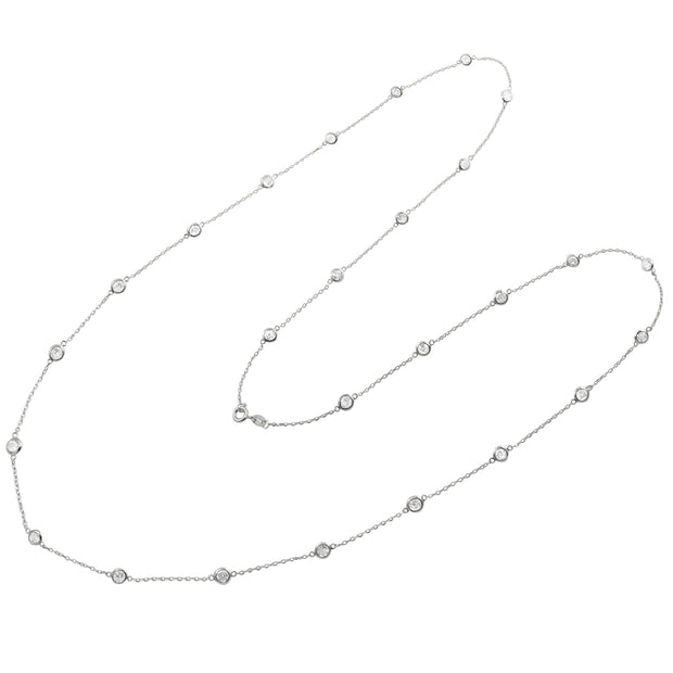 Delicate 36" Diamond by the Yard Necklace in White Gold