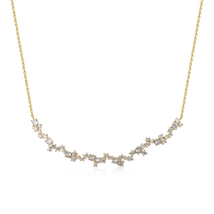 Scattered CZ Arc Necklace in Yellow Gold