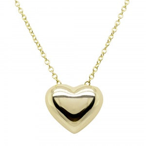 18mm Polished Puffed Heart Necklace in Yellow Gold