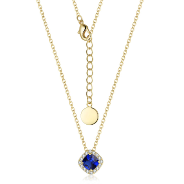 Sapphire Halo Square Solitaire in Yellow Gold