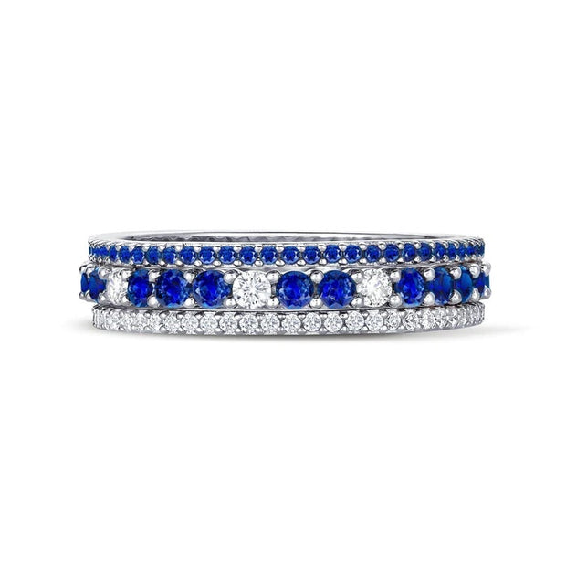 CRISLU Stunning Sapphire & Clear Stack Ring