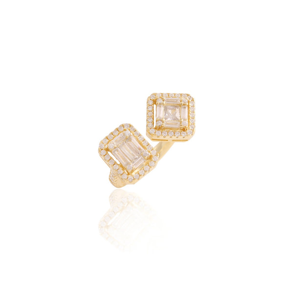 Square & Rect Baguette Open Top Ring in Yellow Gold