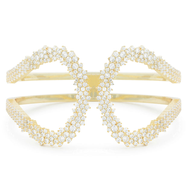Statement Open Cluster Hinge Bangle in Yellow Gold
