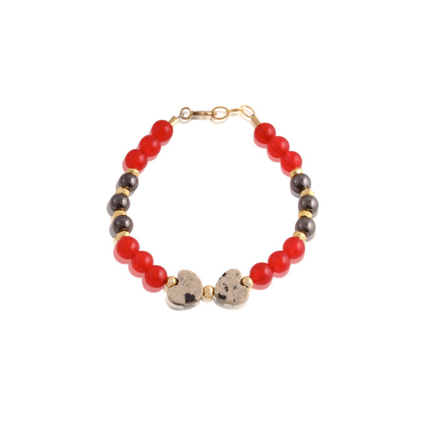 Red Hematite Bead & Dalmatian Bow Bracelet