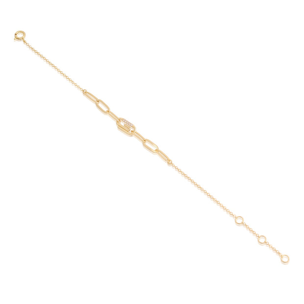 The Paperclip CZ Bracelet in Yellow Gold