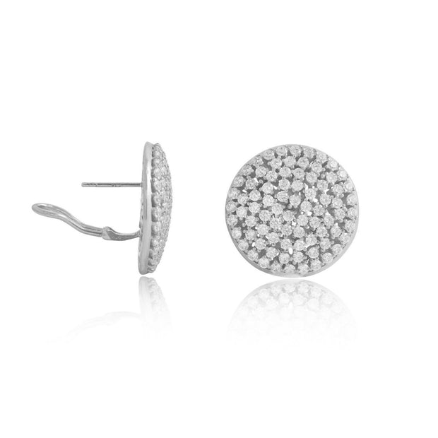 Airy CZ Set Oversized Round Stud in White Gold