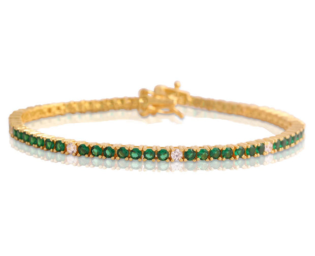 2.5mm Emerald Tennis Bracelet in Yellow Gold