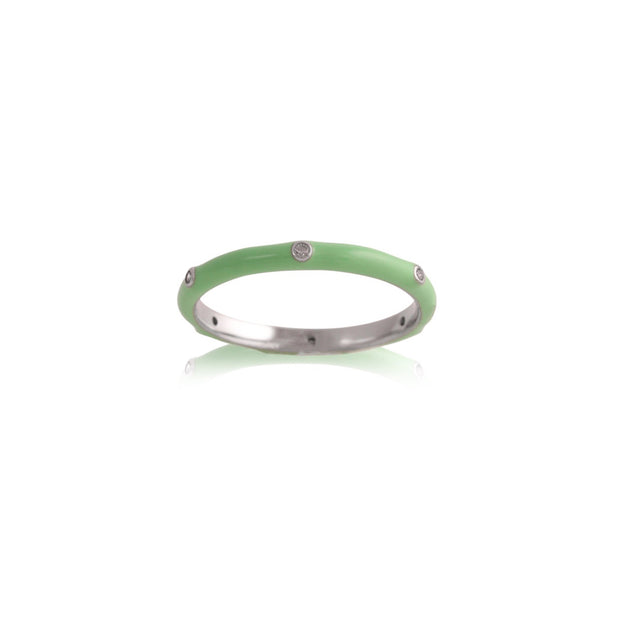 Light Green Enamel Studded Stacking Ring