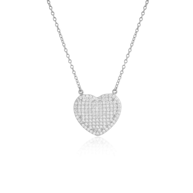 Marlyn's Pave Heart Necklace in White Gold