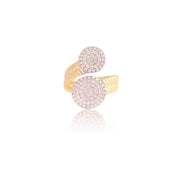Two Pave Circles Wrap Ring in Two-Tone