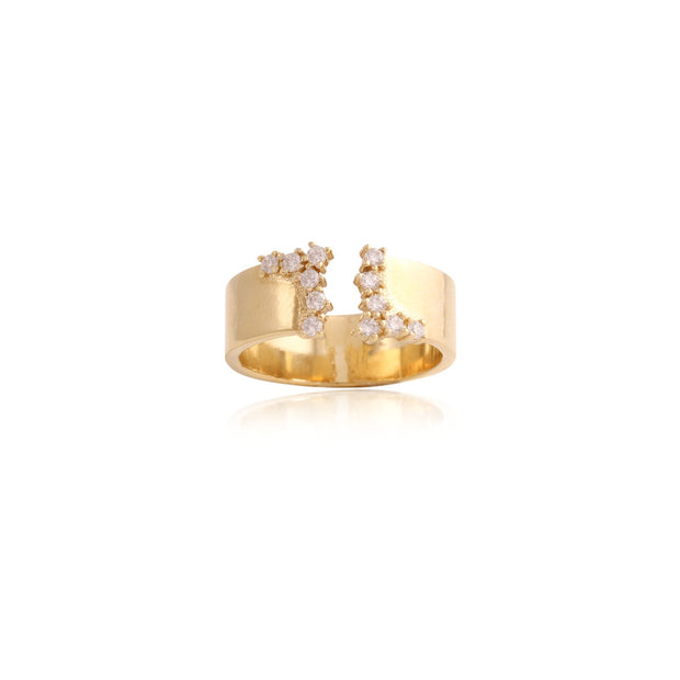 CZ & Gold Polished Open Top Ring