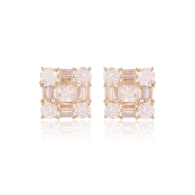 Lexi Square Studs in Yellow Gold