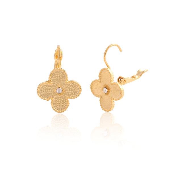 Matte Textured Clove Lever Earring in Yellow Gold