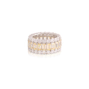 Yellow Stones & CZ Thick Statement Ring in White Gold