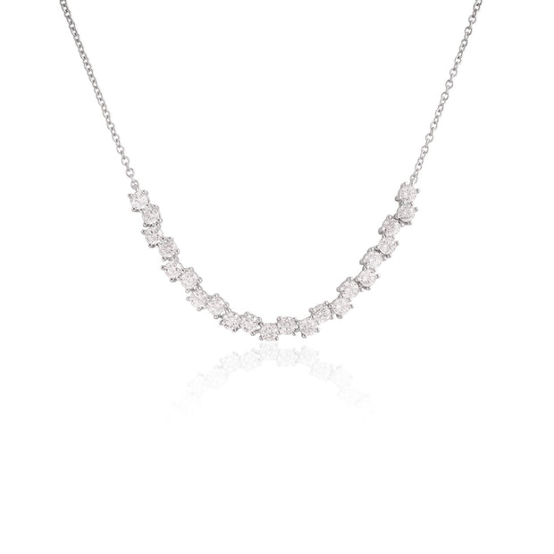 Small Zig Zag Tennis Style CZ Necklace in White Gold