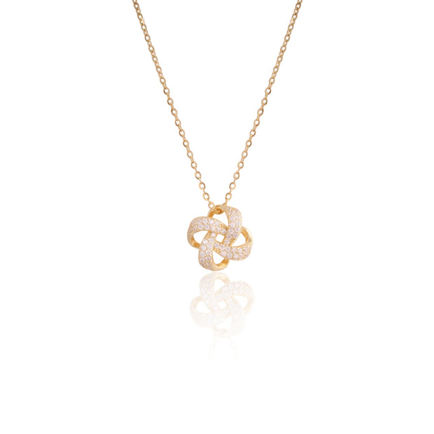 CZ Tiffany Knot Pendant in Yellow Gold