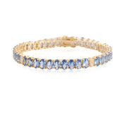 Light Blue Ovals Bracelet in Yellow Gold