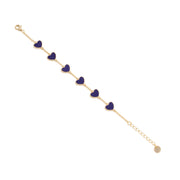 Sweet Six Lapis Station Hearts Bracelet in Yellow Gold