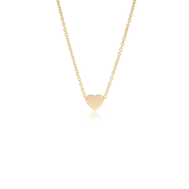 Mini Polished Small Heart Pendant in Yellow Gold