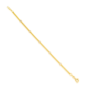 Delicate Cuban Link Five Bezel CZ Bracelet in Yellow Gold
