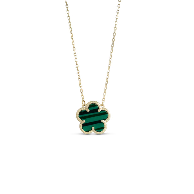 Gold Malachite Small Clover Pendant