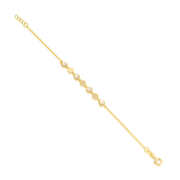 Polished & MOP Circles Delicate Bracelet in Yellow Gold