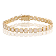 Square CZ Bezel Set Tennis Bracelet in Yellow Gold