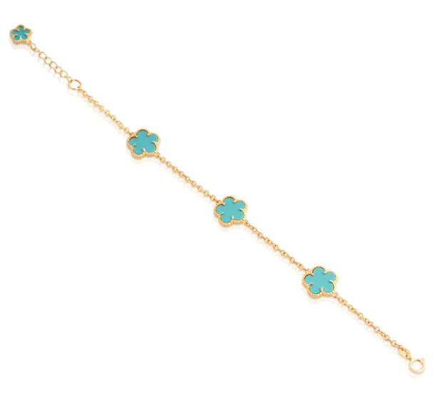 Gold Turquoise Clover Bracelet