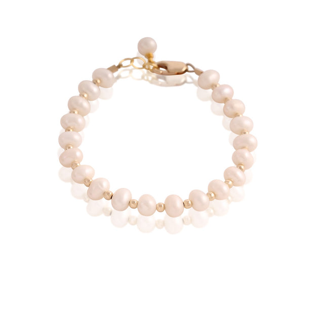 Freshwater Pearls & Gold Beaded Bracelet