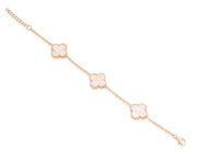 Three MOP Medium Clover Bracelet in Yellow Gold