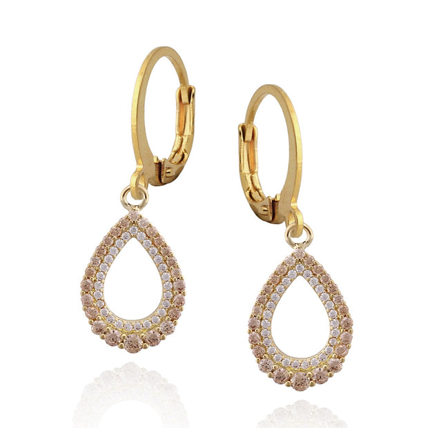 Champagne Bold Teardrop Rounded Lever Earrings