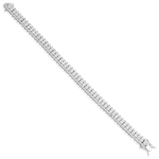 Thick Triple CZ Layer Tennis Bracelet in White Gold
