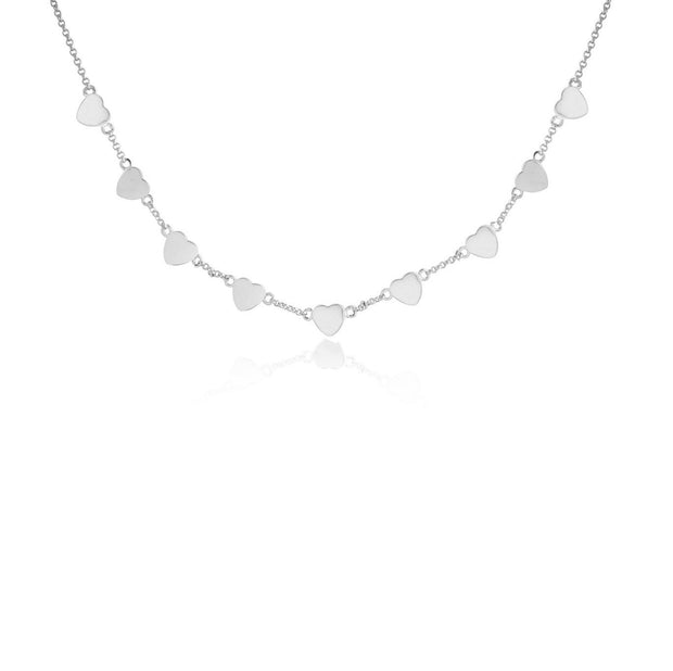 Polished Hearts Necklace in White Gold